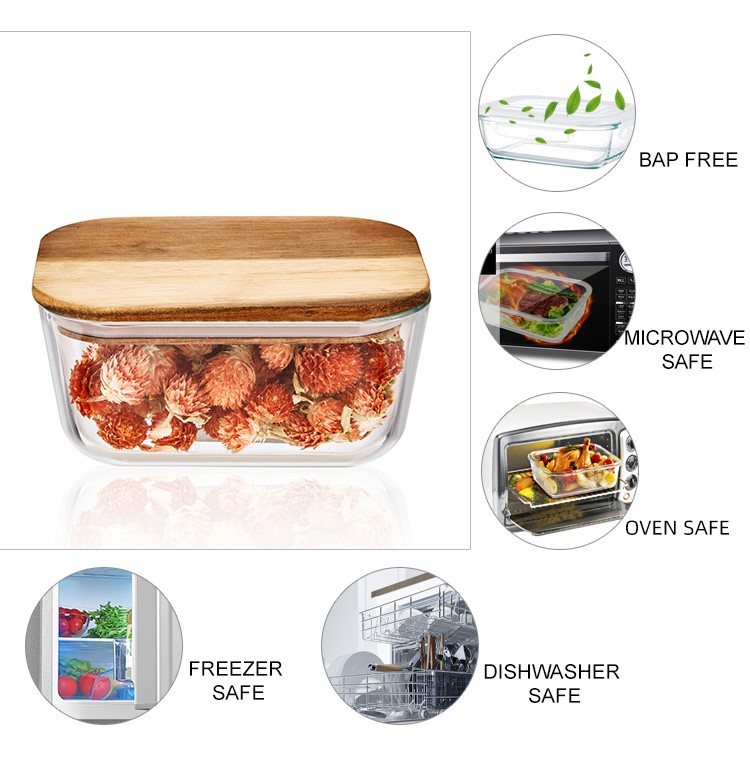 Acacia Wood Lid Glass Food Container Acacia Wood Lid Glass Food Container