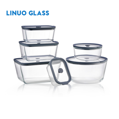 실리콘 테두리 유리 뚜껑이 달린 유리 용기