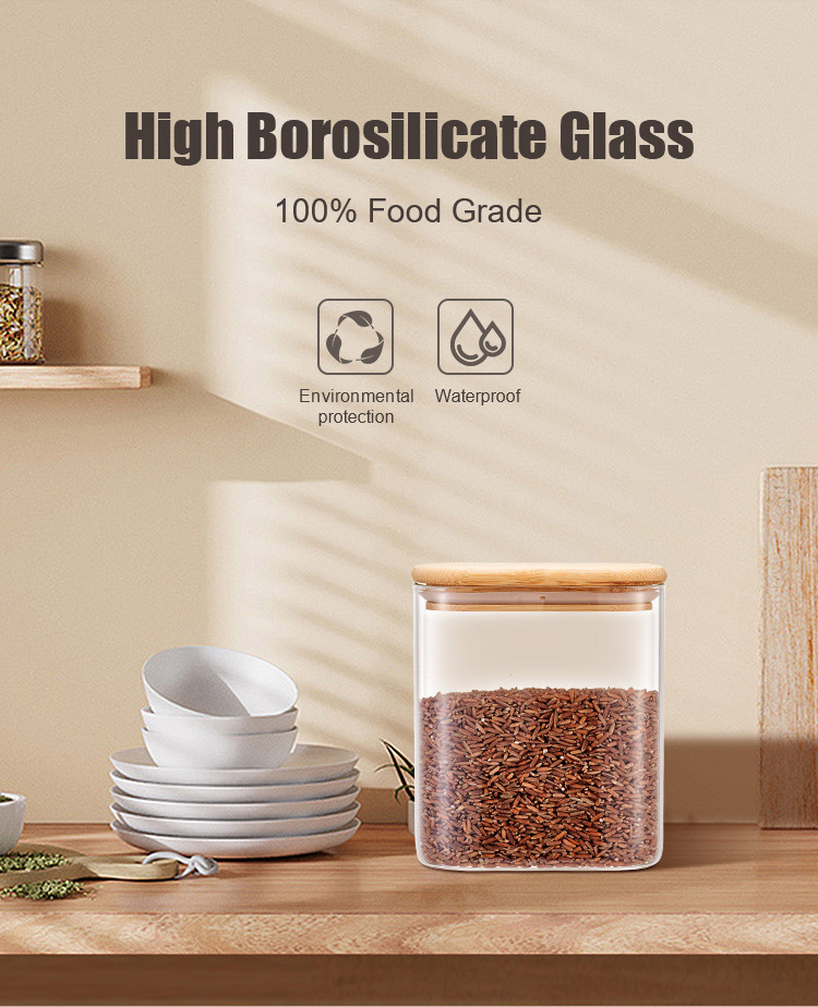 Clear Glass Jar With Bamboo Lid Clear Glass Jar With Bamboo Lid