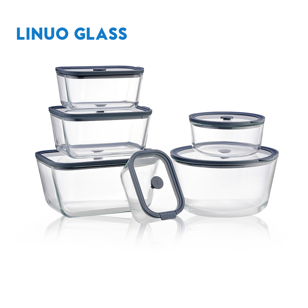 Glass Containers With Silicone Rimmed Glass Lid