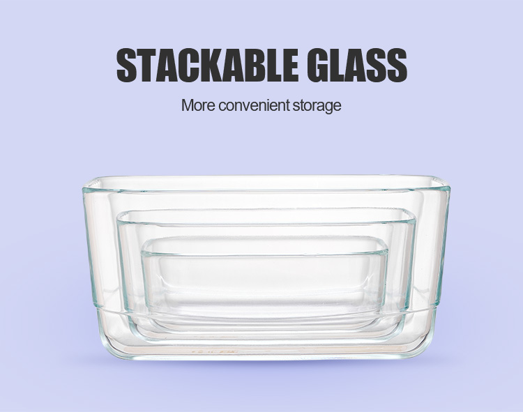Stackable Non-Slip Glass Containers With Silicone Mat Stackable Non-Slip Glass Containers With Silicone Mat