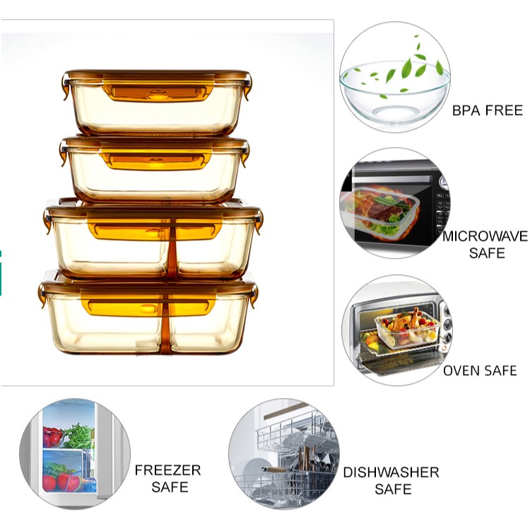 Contenitori per il pranzo in vetro Pyrex per la preparazione dei pasti Contenitori per il pranzo in vetro Pyrex per la preparazione dei pasti