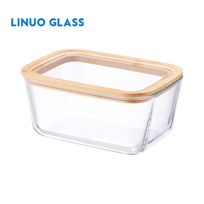 유리 뚜껑이 있는 유리 식료품 저장실 식품 용기
