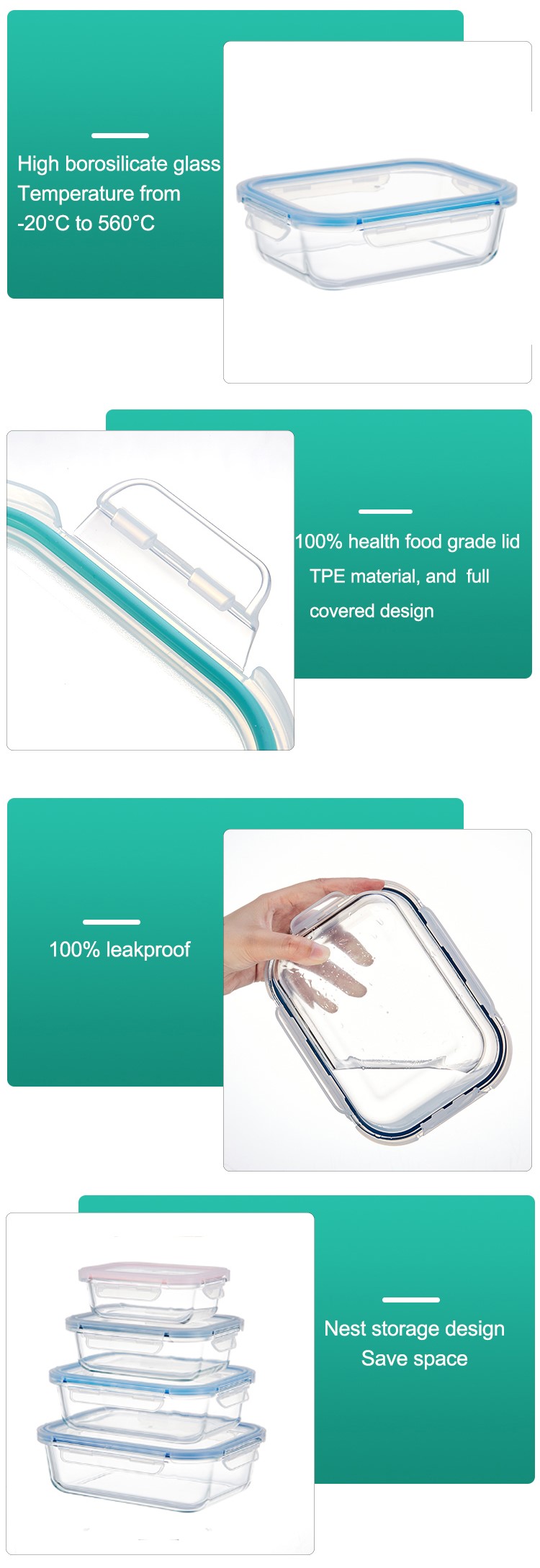 Glass Salad Food Storage Containers Glass Salad Food Storage Containers