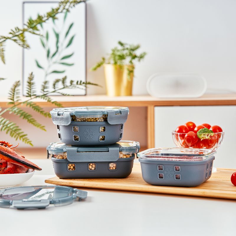 Glass Food Container With Silicon Wrap