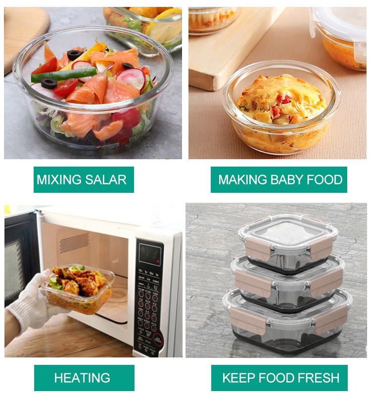 Conteneurs à lunch en verre avec couvercles Glass Food Lunch Containers With Lids
