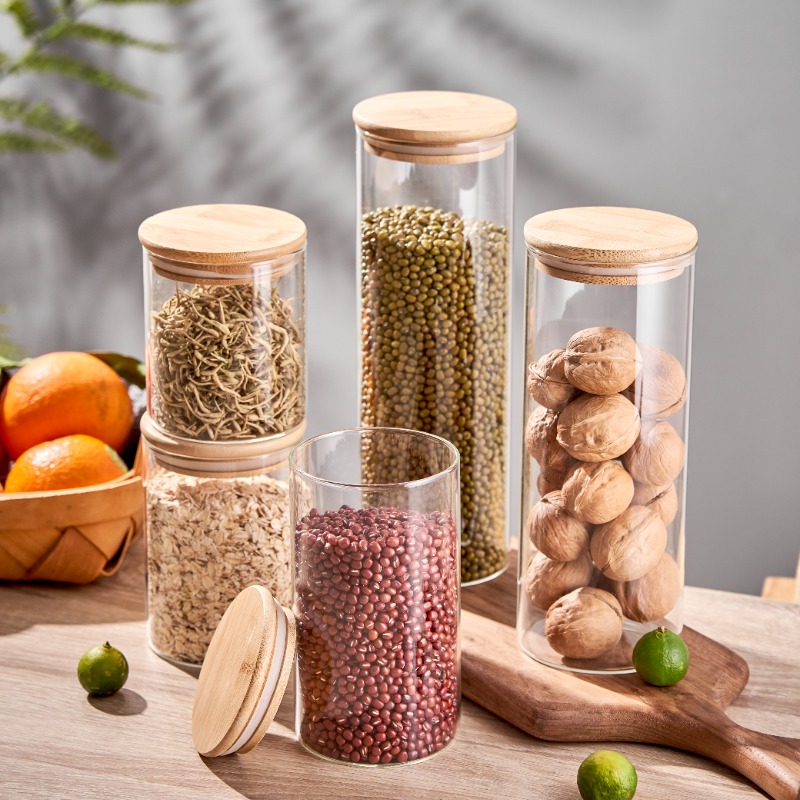 Glass Storage Jar With Wooden Lid