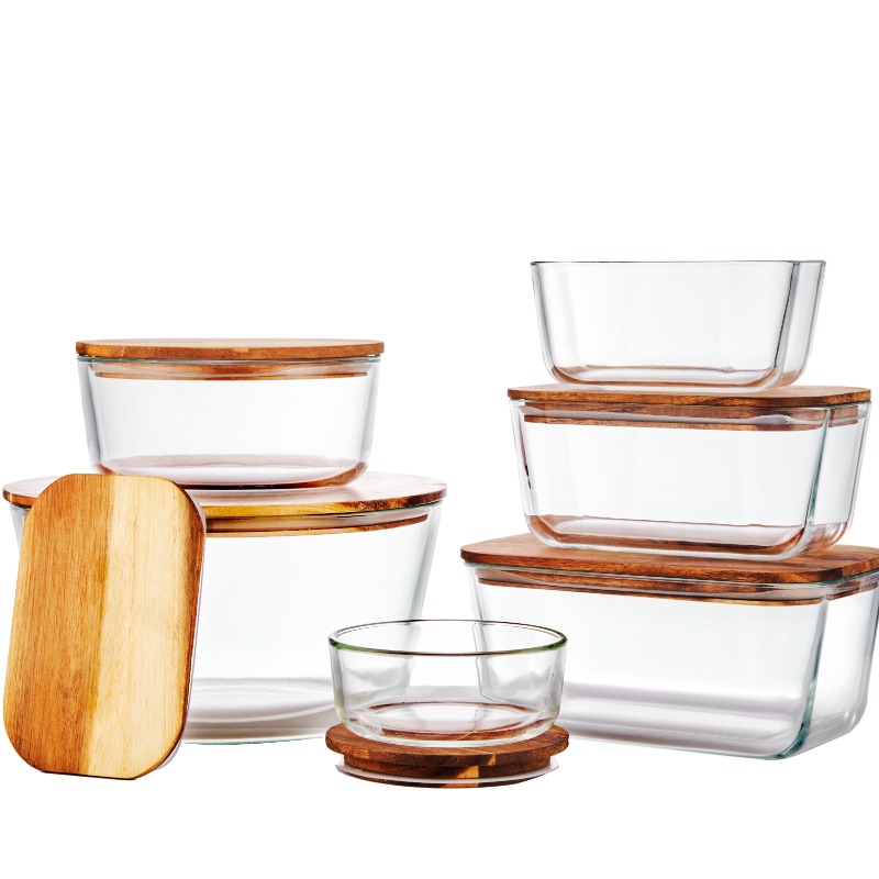 Acacia Wood Lid Glass Food Container Acacia Wood Lid Glass Food Container