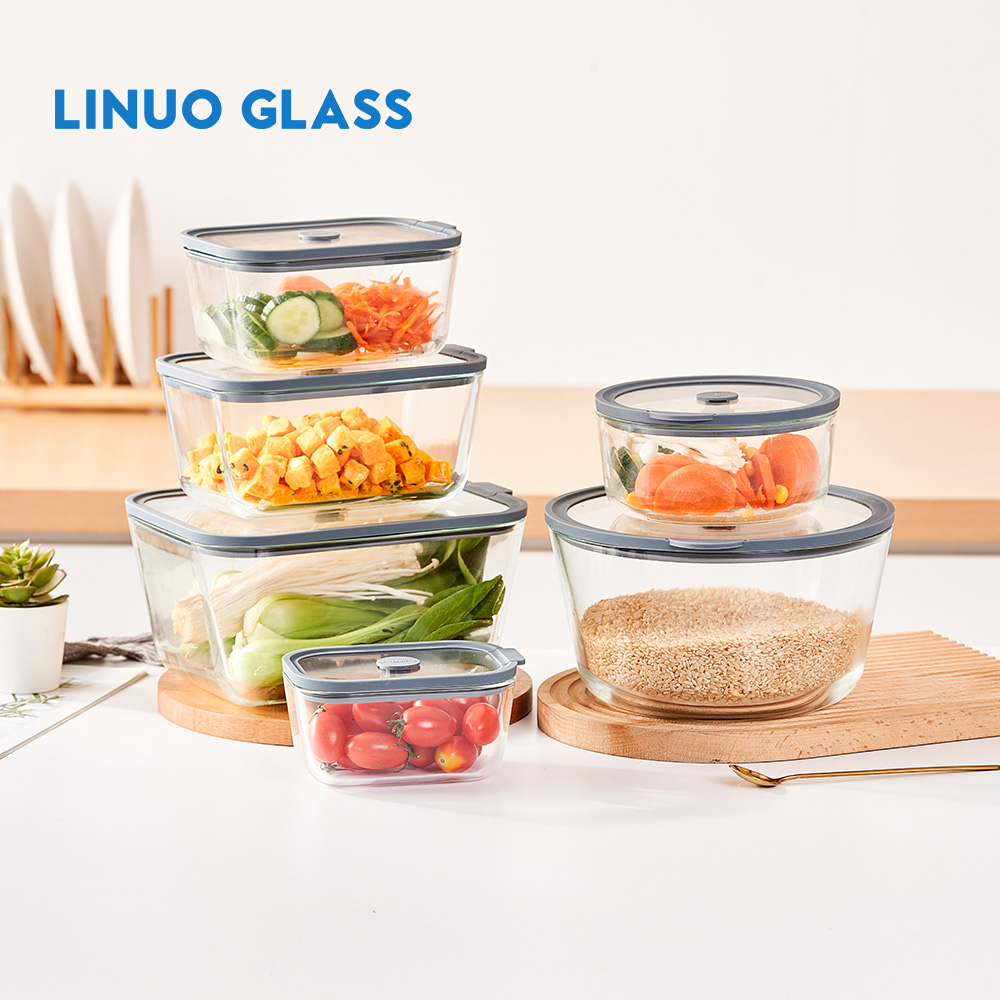 Glass Containers With Silicone Rimmed Glass Lid