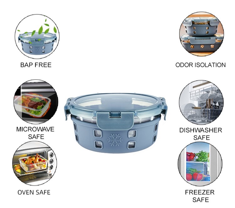 Glass Food Container With Silicon Wrap Glass Food Container With Silicon Wrap