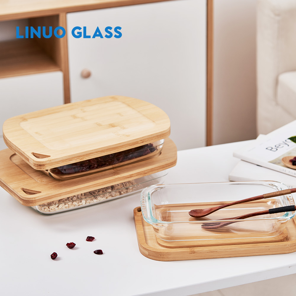 GLASS BAKING DISHWITH BAMBOO LID