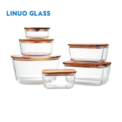 حاويات طعام الغداء بغطاء خشبي