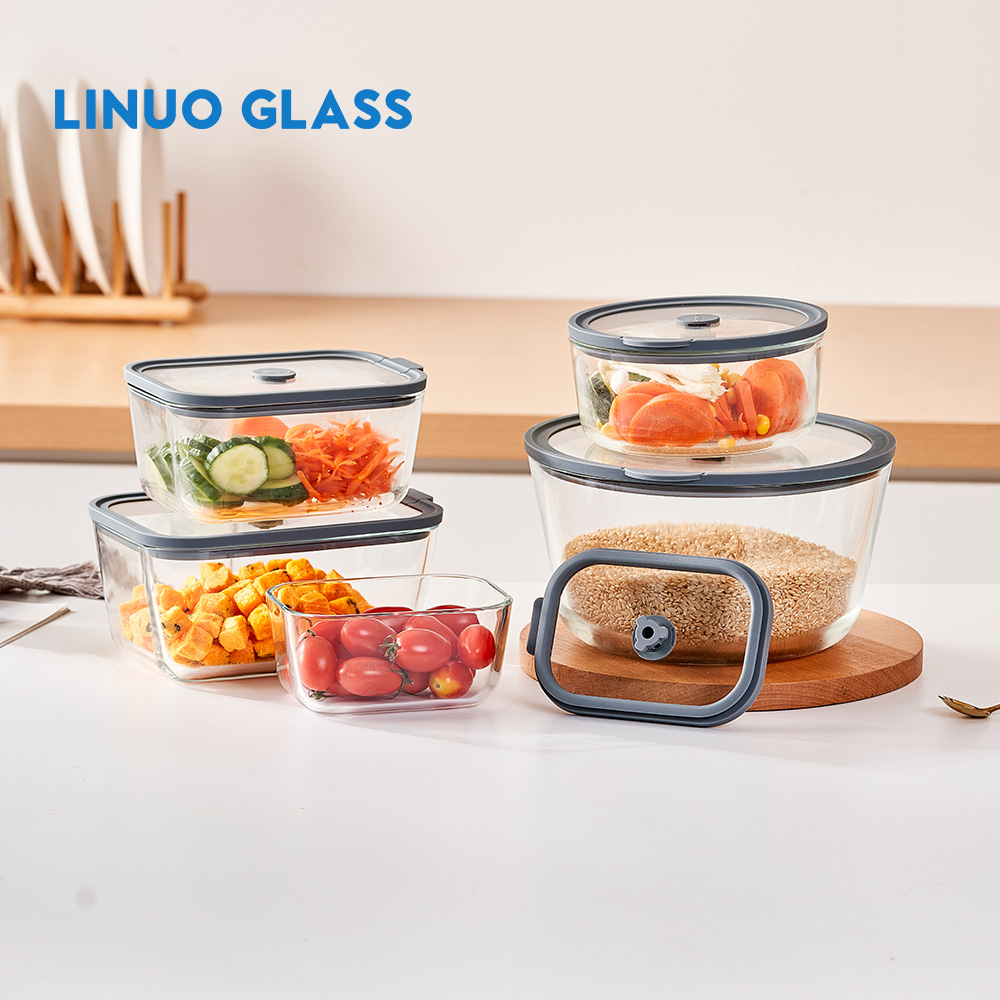Glass Containers With Silicone Rimmed Glass Lid