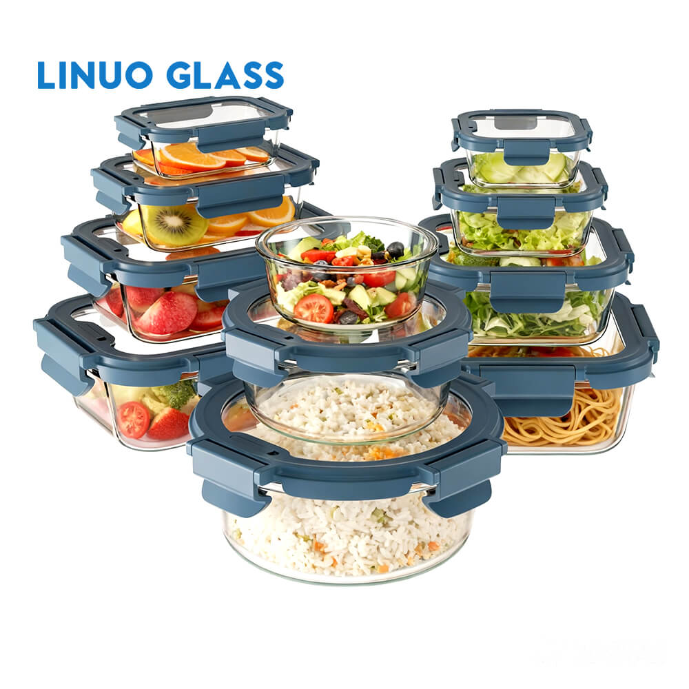 Contenitore per alimenti in vetro con coperchio ermetico in vetro