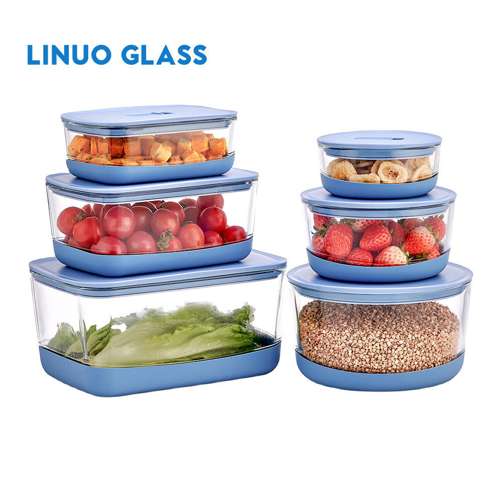 Stackable Non-Slip Glass Containers With Silicone Mat