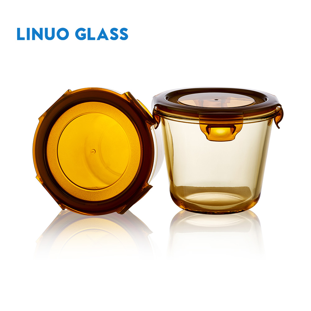Amber Overnight Oats Glass Container