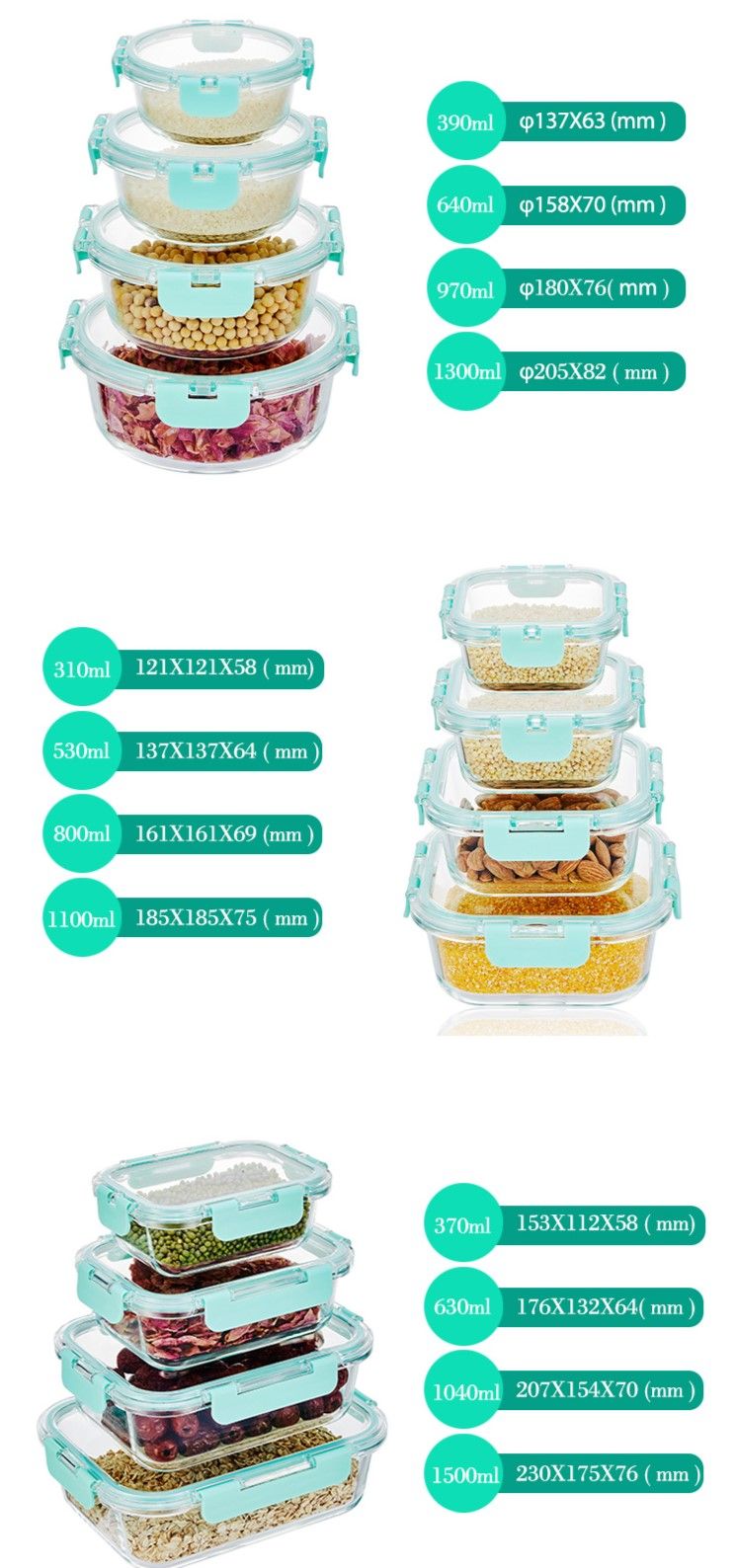 Glass Food Storage Salad Lunch Container Glass Food Storage Salad Lunch Container