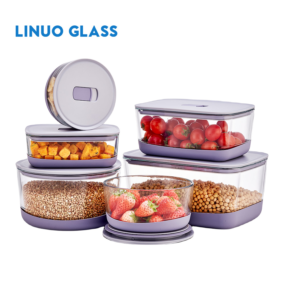 Stackable Non-Slip Glass Containers With Silicone Mat