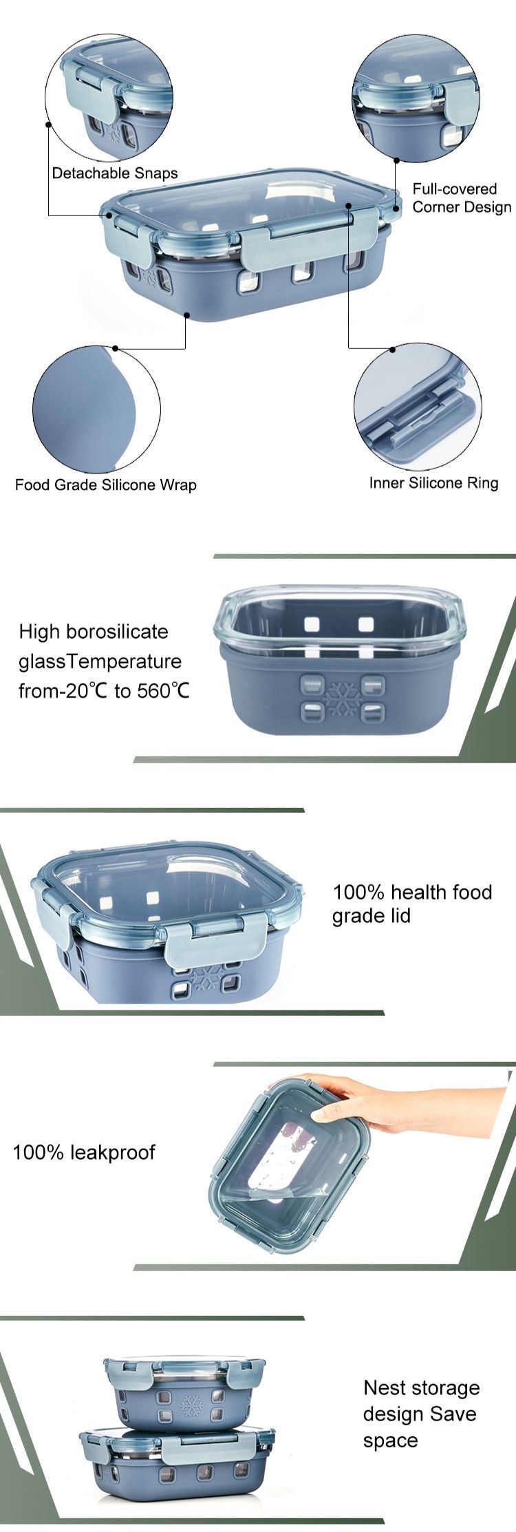Glass Food Container With Silicon Wrap Glass Food Container With Silicon Wrap