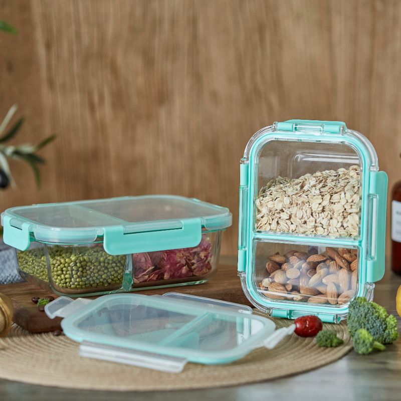 Récipients à lunch avec séparateur en verre hermétique