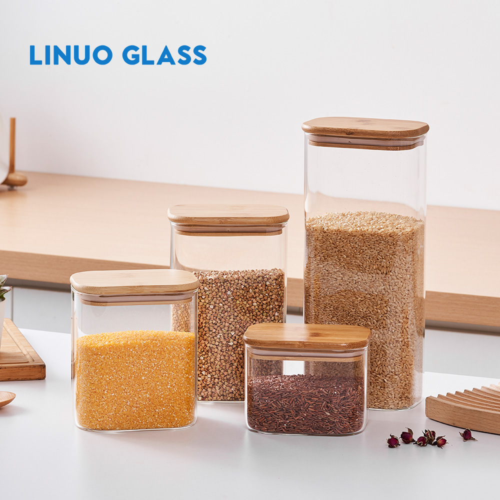 Clear Glass Jar With Bamboo Lid