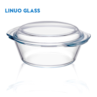 Круглая стеклянная кастрюля с крышкой