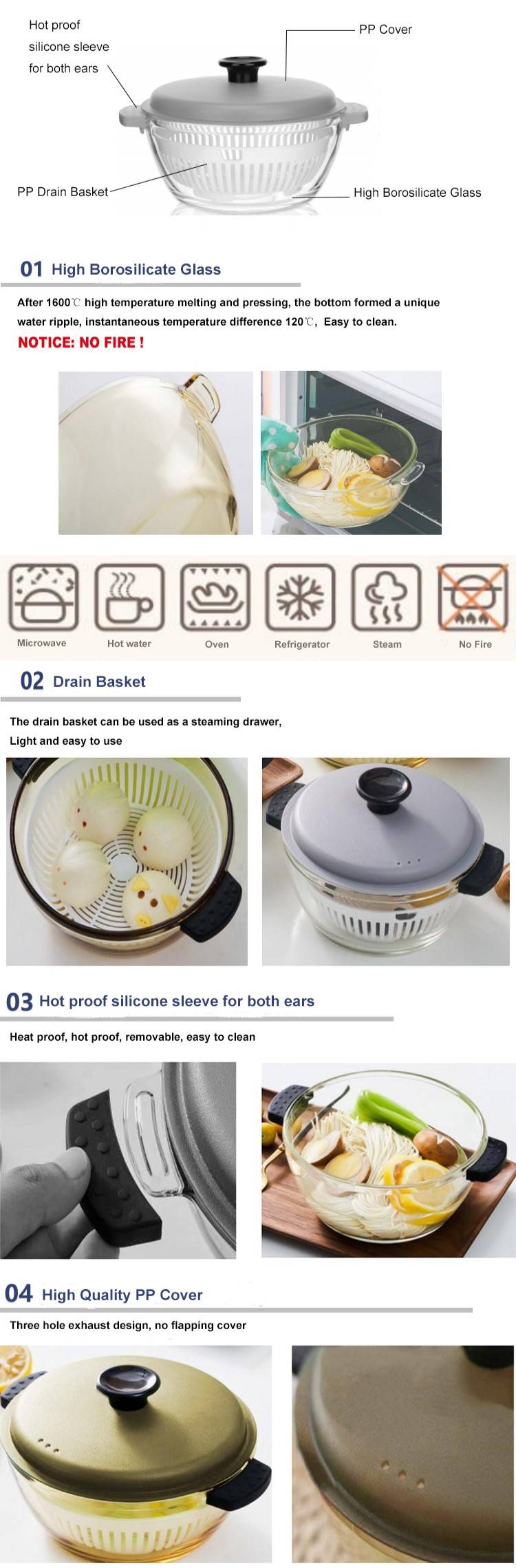 High Borosilicate Glass Casserole High Borosilicate Glass Casserole