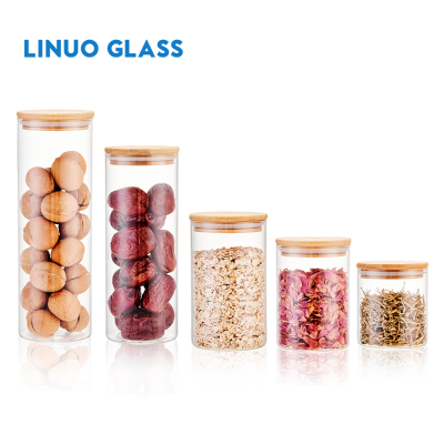 Glass Storage Jar With Wooden Lid