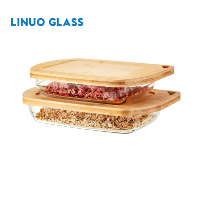 СТЕКЛЯННАЯ ФОРМА ДЛЯ ВЫПЕЧКИ С БАМБУКОВОЙ КРЫШКОЙ