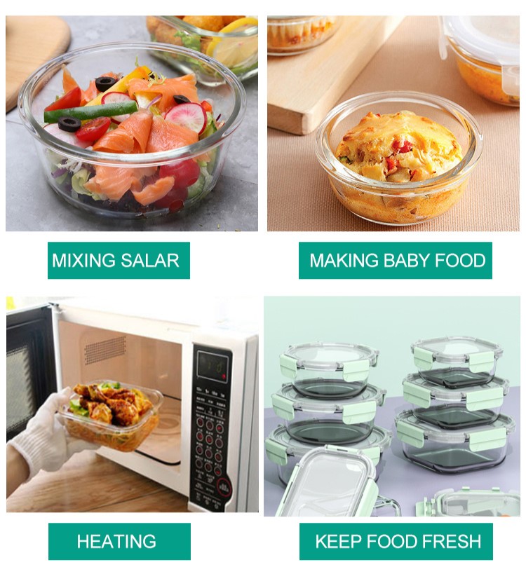 Récipient de stockage en verre pour la préparation des aliments Food Prep Glass Storage Container