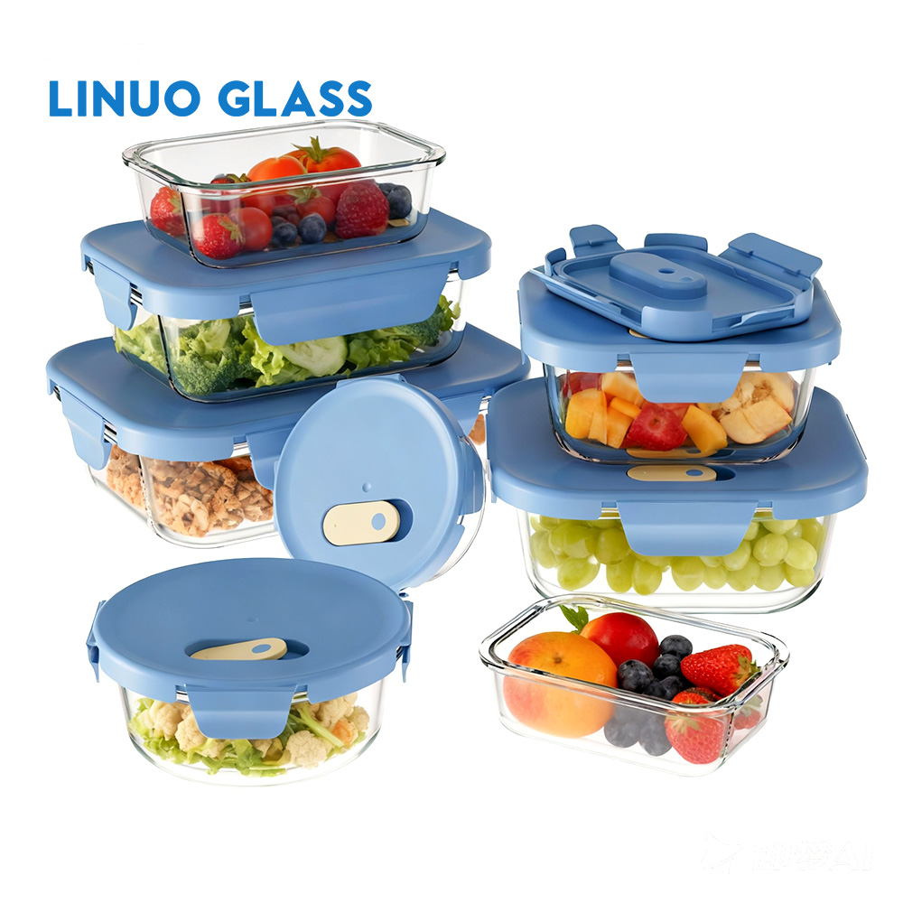 Contenitore per alimenti in vetro con coperchio ventilato