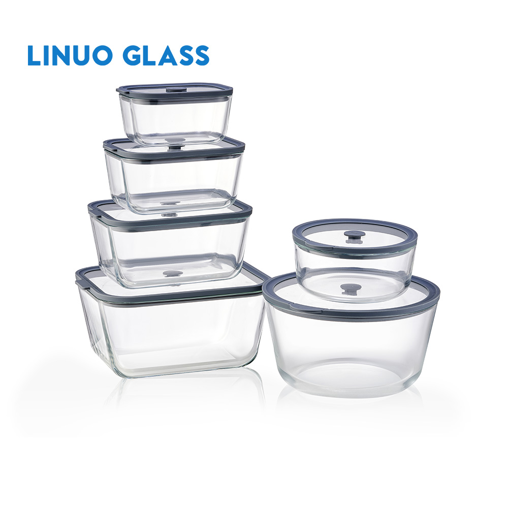 Glass Containers With Silicone Rimmed Glass Lid