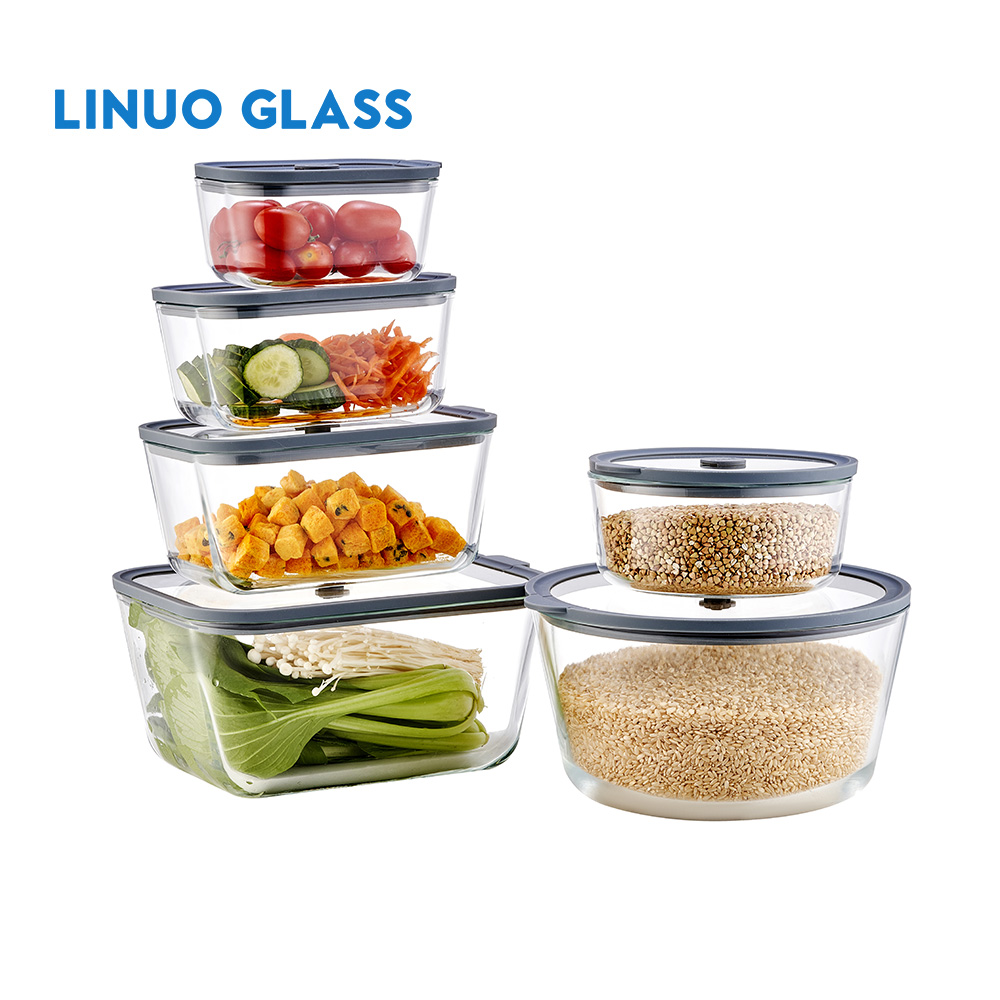 Glass Containers With Silicone Rimmed Glass Lid