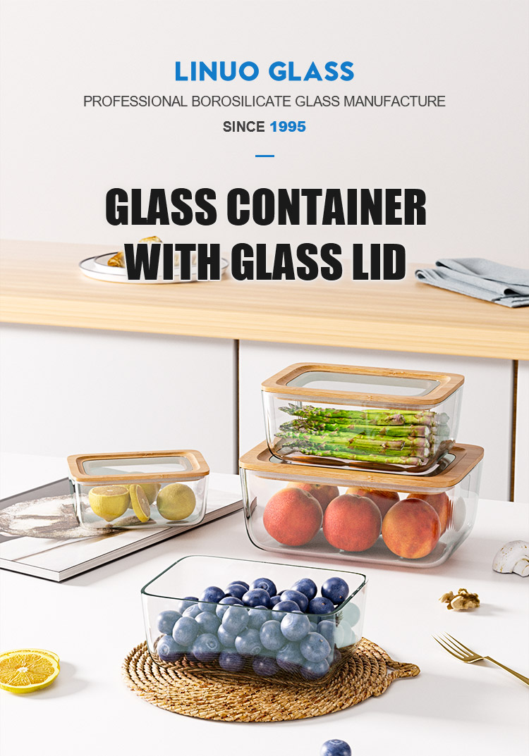 Speisekammer-Lebensmittelbehälter aus Glas mit Glasdeckel Speisekammer-Lebensmittelbehälter aus Glas mit Glasdeckel