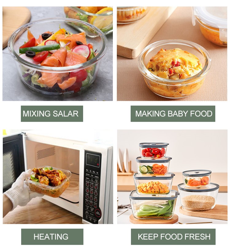 Glass Containers With Silicone Rimmed Glass Lid Glass Containers With Silicone Rimmed Glass Lid