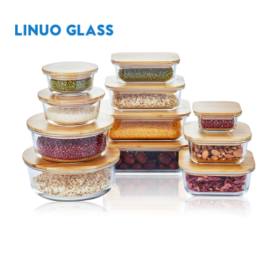 Bamboo Glass Bento Lunch Box Containers