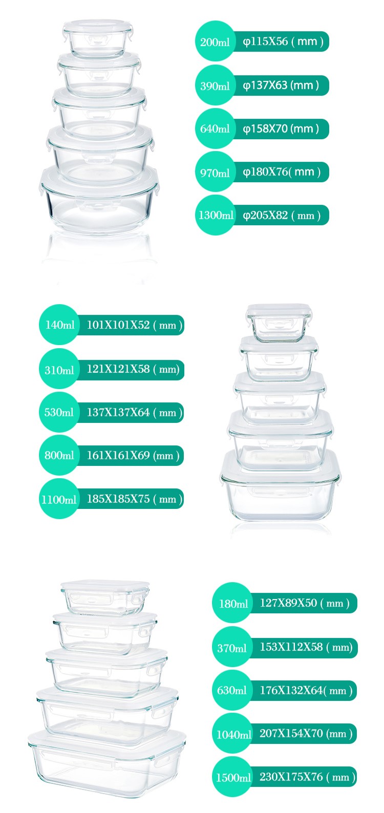 Vorratsbehälter aus Glas für das Mittagessen Vorratsbehälter aus Glas für das Mittagessen