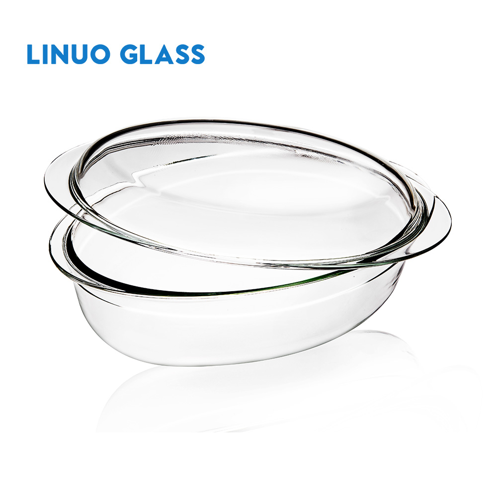 Caçarola de vidro oval com tampa