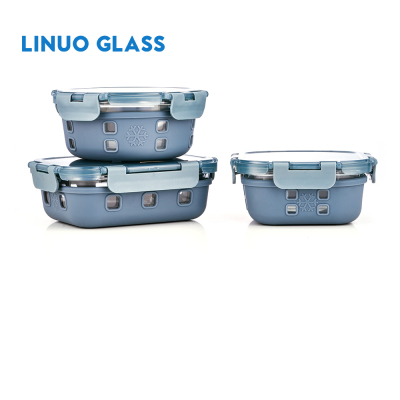Glass Food Container With Silicon Wrap