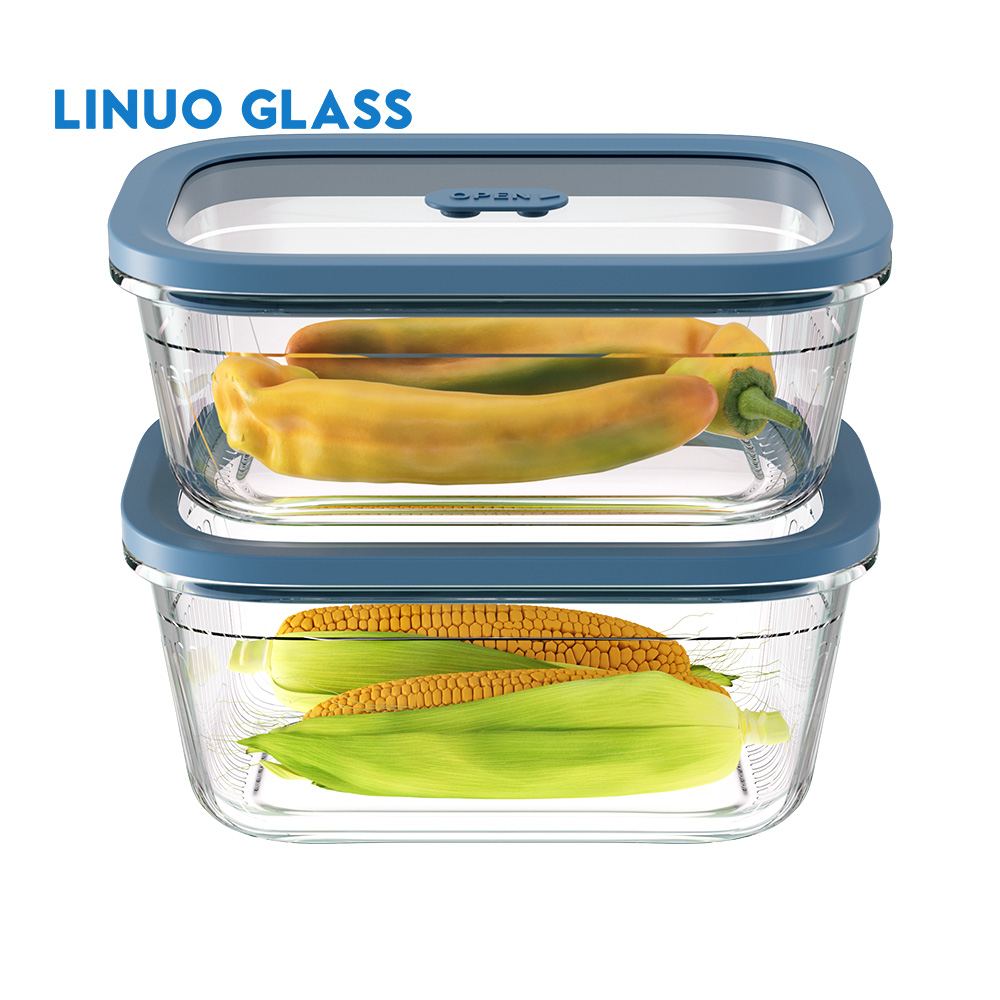 Boîte de conservation des aliments en verre à rayures verticales