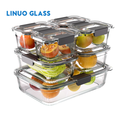 Vertical Stripe Glass Food Containers