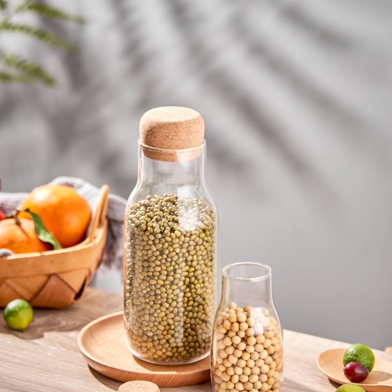 Glasgefäße mit Korkdeckel Glass Jars Bottle With Cork Lids