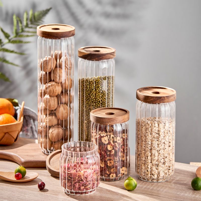 Glass Jars With Wooden Lids