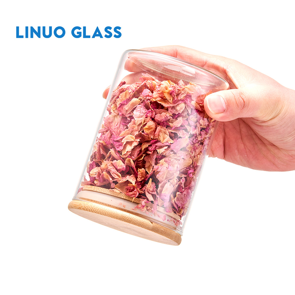 Glass Storage Jar With Wooden Lid