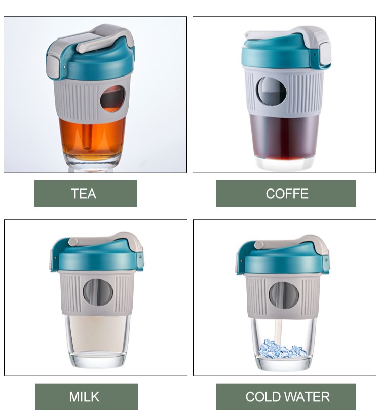 Botellas De Vidrio Con Tapa Y Pajita Botellas De Vidrio Con Tapa Y Pajita