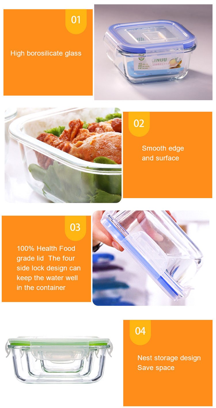 벤트 뚜껑이 있는 밀폐 유리 식품 용기 Airtight Glass Food Container With Vent Lid