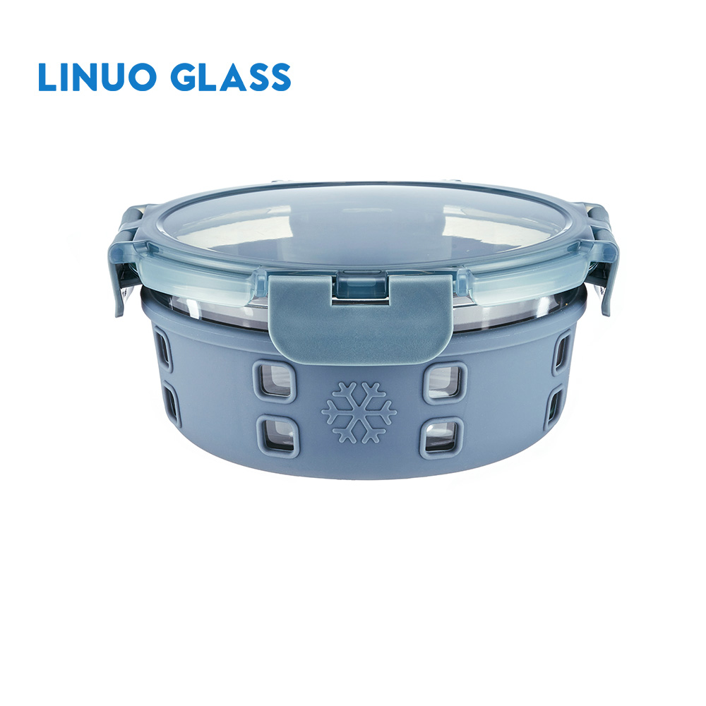 Glass Food Container With Silicon Wrap