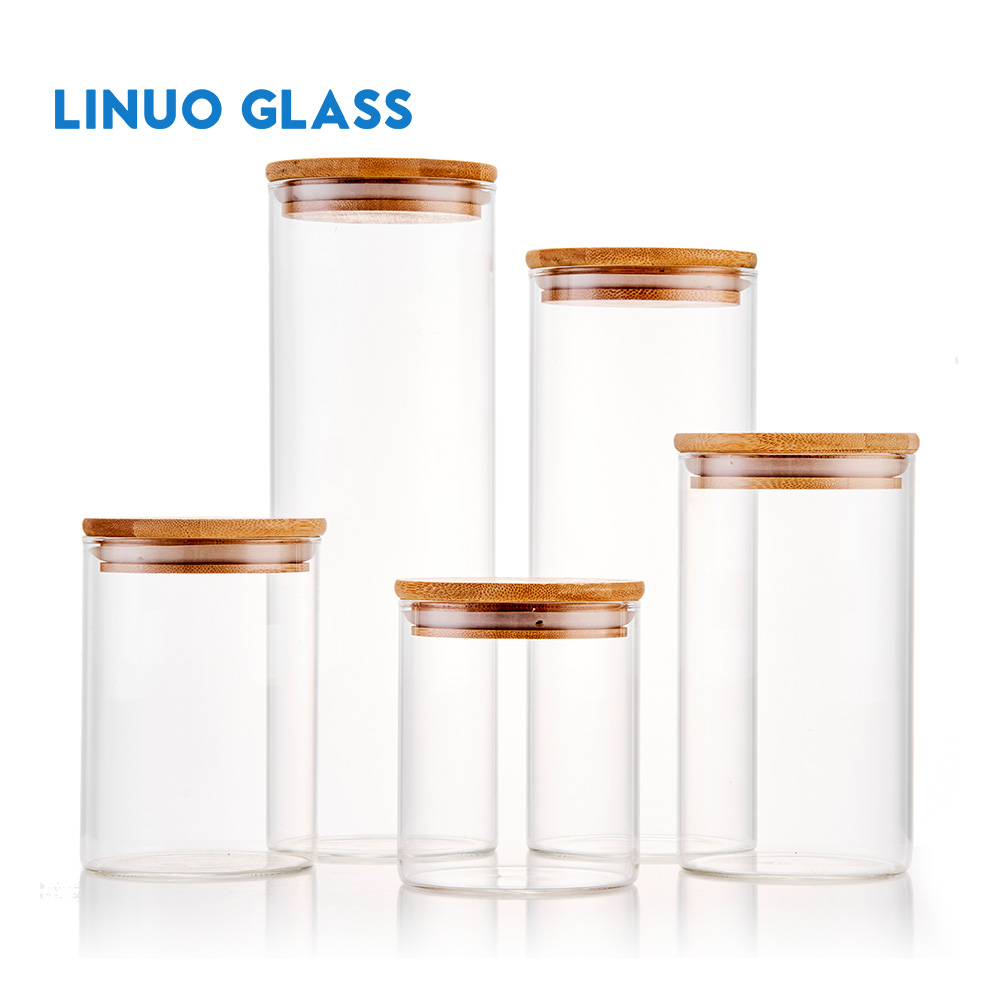 Glass Storage Jar With Wooden Lid