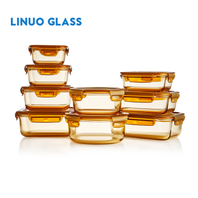 LINUO ガラスランチサラダコンテナ