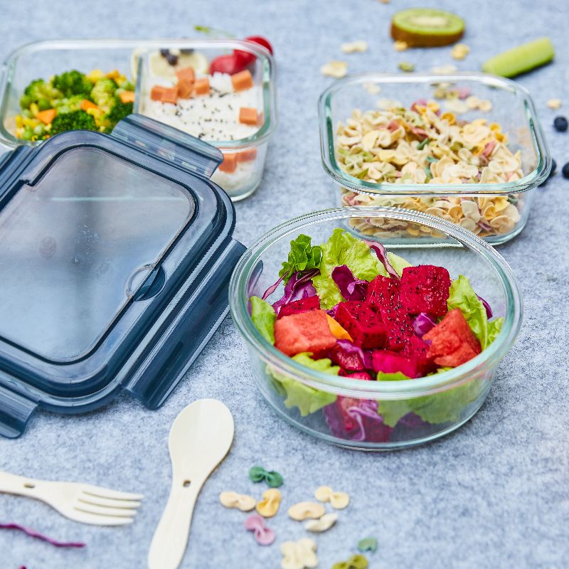 分割ランチガラス食品容器 Divided Lunch Glass Food Containers